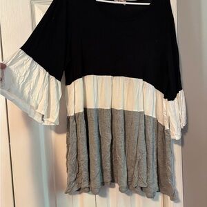 Stylish Women's Tunic in Black, White, and Gray